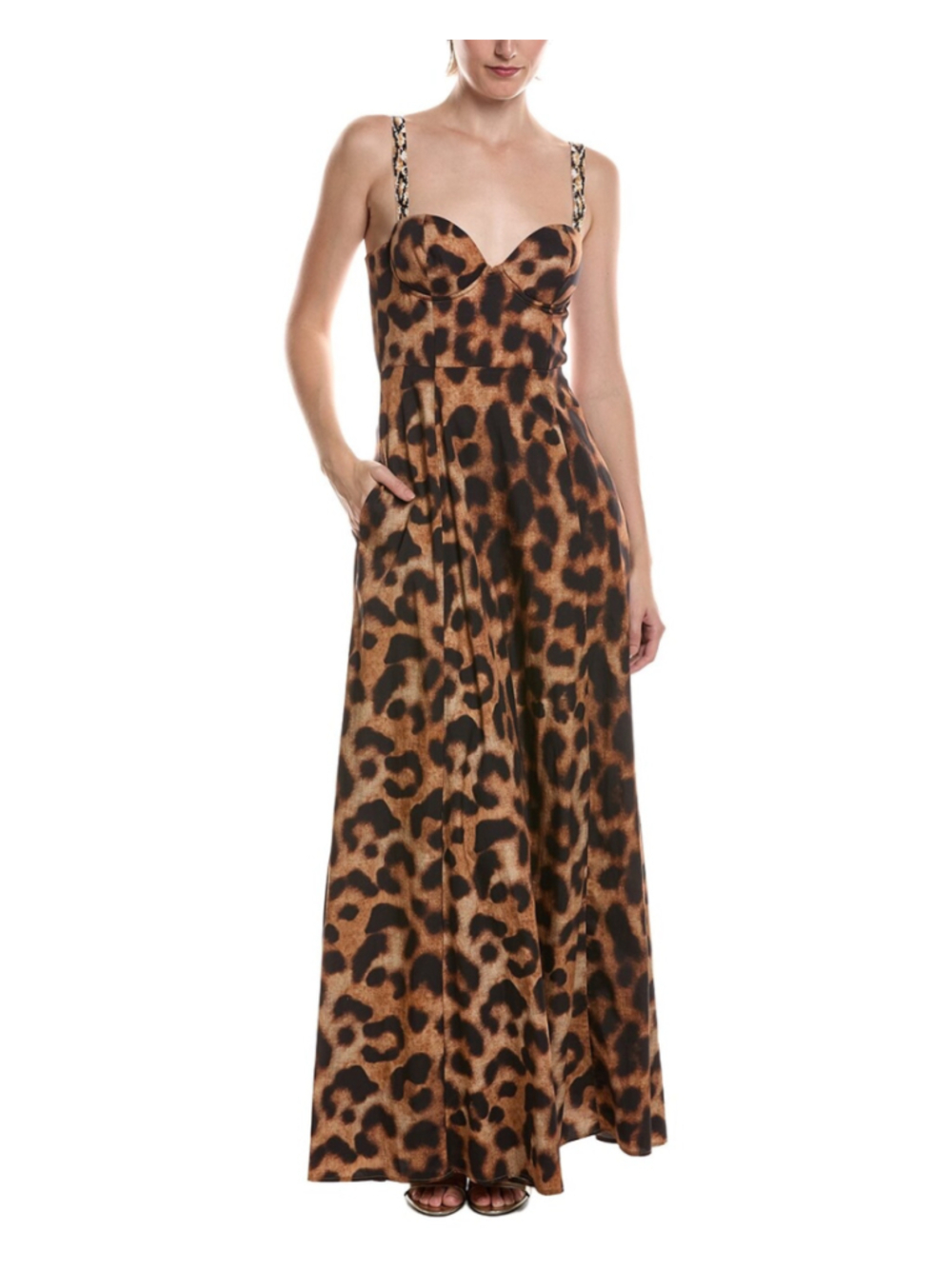 L'AGENCE Sutton Strap Maxi Dress Leopard NWT Sz 4
